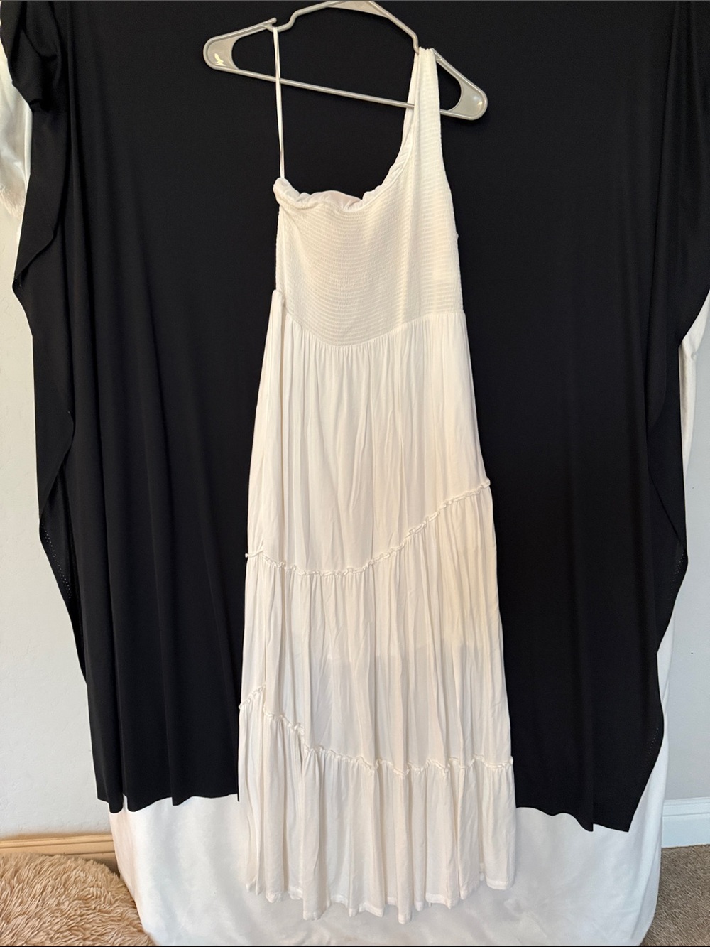 Soma White One-Shoulder Tiered Summer Dress